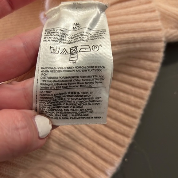 Banana Republic Pink Wool Alpaca Knit Cowl Neck Sweater Medium/ Large - Picture 8 of 8